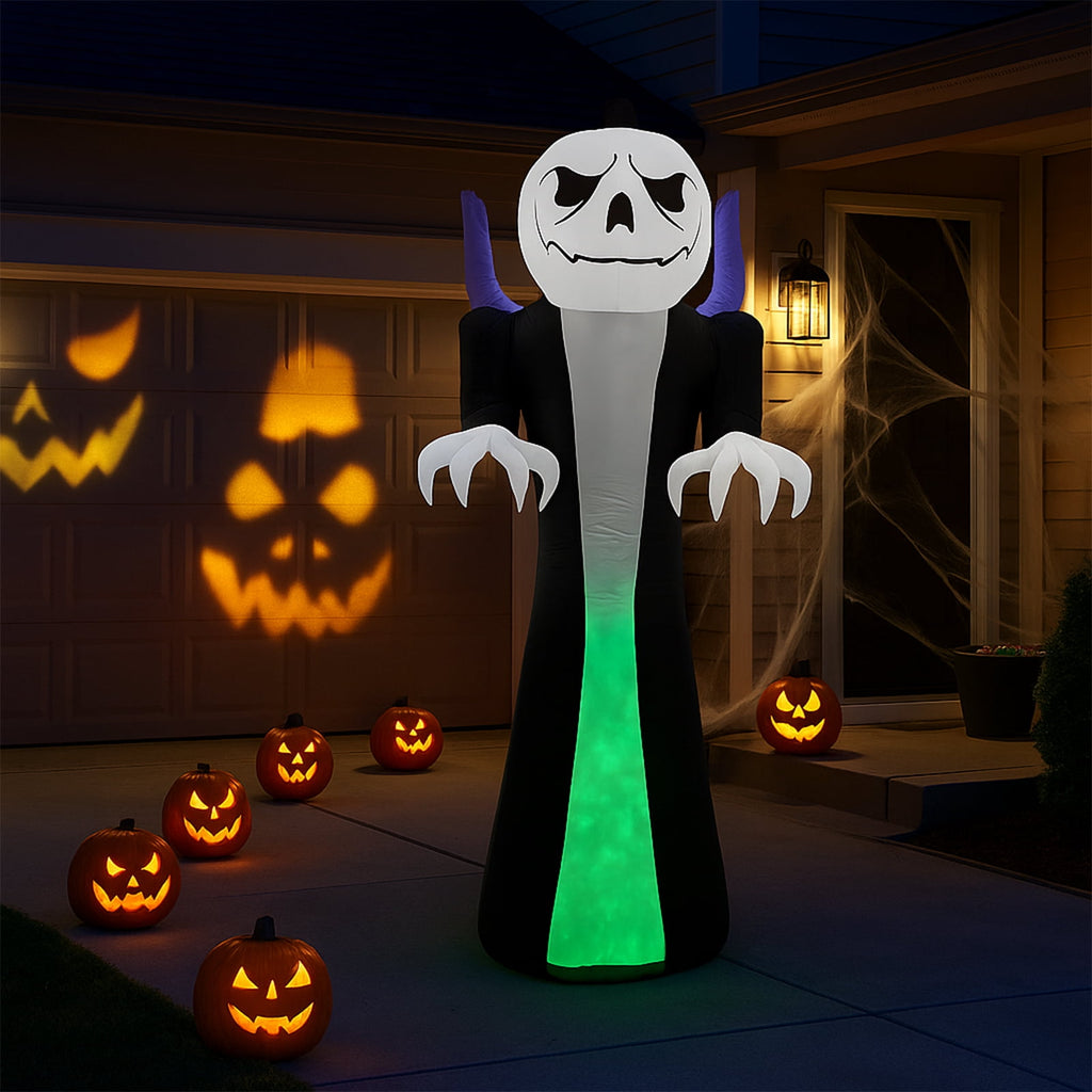 Witchwood™ 12 FT Halloween Inflatables Ghost Outdoor Halloween Decoration w/ Pumpkins Head