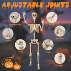 Witchwood™ 5.4 ft Halloween skeleton decoration, with movable joints, flexible skeleton for poses, scary skeleton suitable for indoor and outdoor Halloween decorations, haunted houses, courtyards, cemeteries.