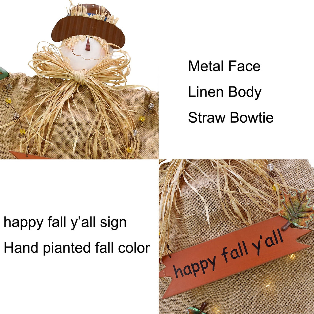 Witchwood™ Fall Scarecrow Yard Stake with LED Lights Happy Fall Ya'll Scarecrow Garden Stake Autumn Harvest Halloween Thanksgiving Outdoor Yard Decorations
