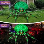 Witchwood™ 8FT Halloween Inflatables Outdoor Decorations Giant Spider Decorations with LED Lights and Air Pump Blow up Inflatable Green