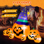 Witchwood™ 8.7FT Halloween Inflatable Pumpkin Set, 7-Pumpkin Outdoor Decoration with Witch Hats and LED Lights for Yard, Garden, Lawn