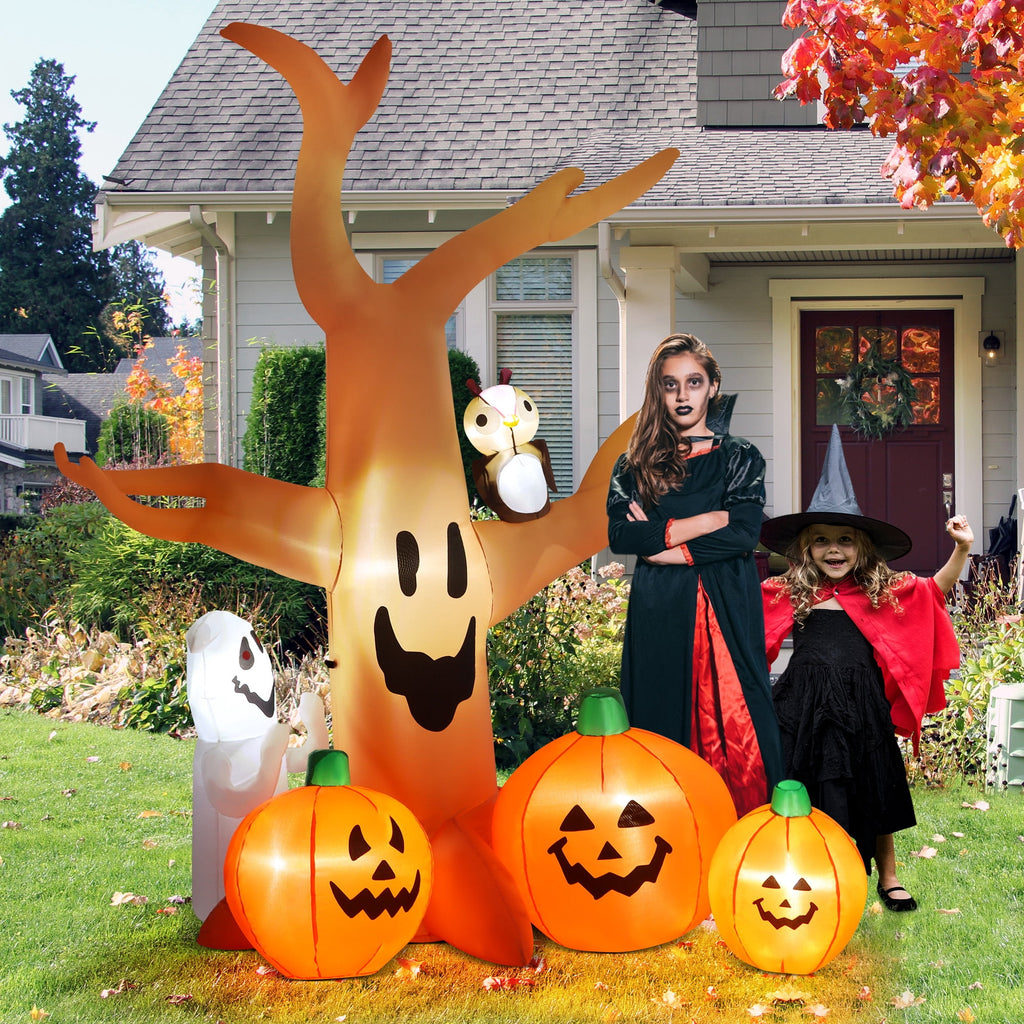 Witchwood™ 8FT Halloween Inflatables Dead Tree,Outdoor Halloween Decorations with Built-in LED Lights,Halloween Blow Up Yard Decorations with Pumpkin,Ghost,and Owl