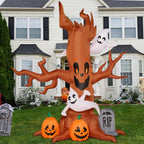 Witchwood™ 8 FT Halloween Inflatables Spooky Tree with Ghost,Pumpkin & Tombstone Tree Blow Up Decor with Built-in LED Lights for Yard,Lawn,Garden,Party,Holiday Outdoor Decorations