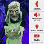 Witchwood™ 5 ft Life-Size Animatronic Indoor/Covered Outdoor Zombie Maid Halloween Decoration, HHLADY-4FLSA