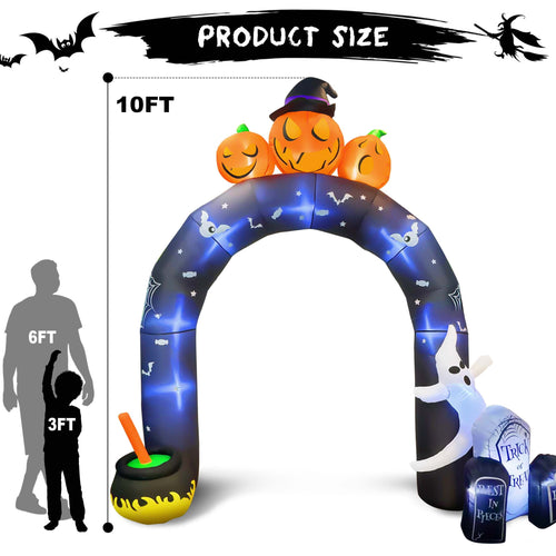 Witchwood™ 10 FT Halloween Inflatables Archway Outdoor Decorations, Scary Halloween Arch Blow Up Yard Decorations for Front Yard Lawn Garden Decor