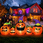 Witchwood™ (2 pack) 8FT Halloween Inflatable Pumpkins Blow ups Outdoor Decorations, Five Pumpkins with LED Lights for Party Yard