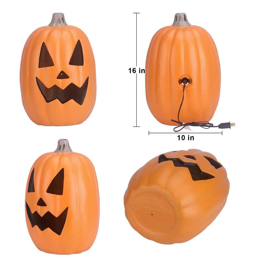 Witchwood™ 16in Pre-lit Halloween Pumpkin Jack O' Lantern with Bulbs for Porch, Front Door, Fireplace, Outdoor Decor