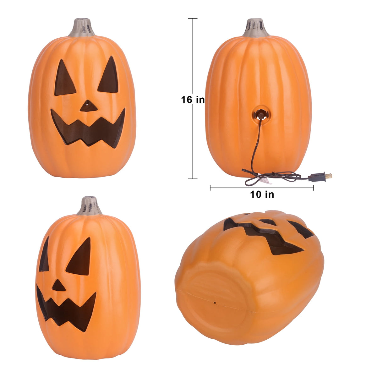 Witchwood™ 16in Pre-lit Halloween Pumpkin Jack O' Lantern with Bulbs for Porch, Front Door, Fireplace, Outdoor Decor