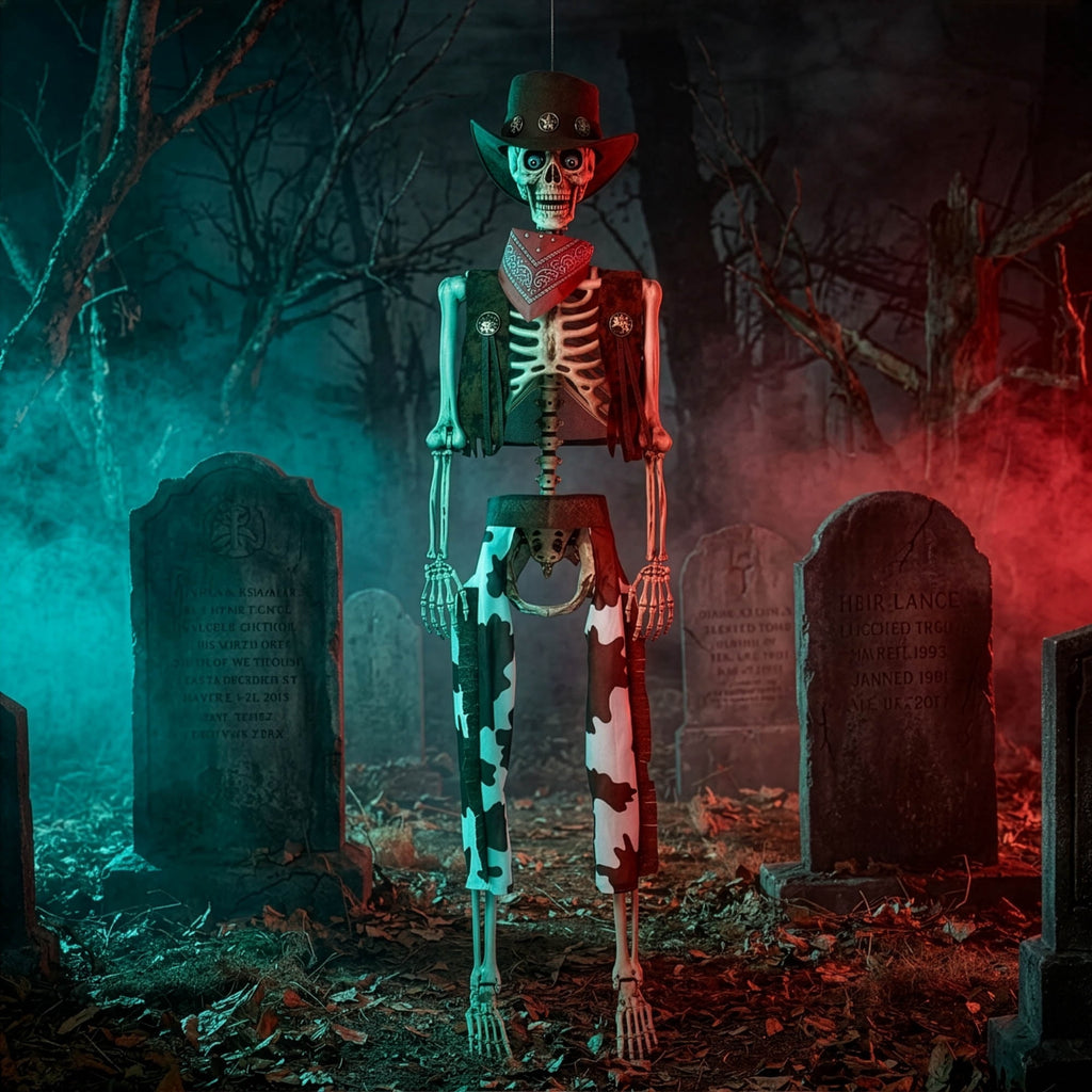 Witchwood™ Yescom Halloween 5.6Ft Life Size Skeleton Cowboy Detailed Costume Outdoor Indoor Haunted House Props Decor 2026