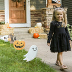 Witchwood™ Big Dot of Happiness Jack-O'-Lantern Halloween - Black Cat Ghost Skull & Witch Hat Lawn Decor - Outdoor Kids Halloween Party Yard Decorations - 10 Pc