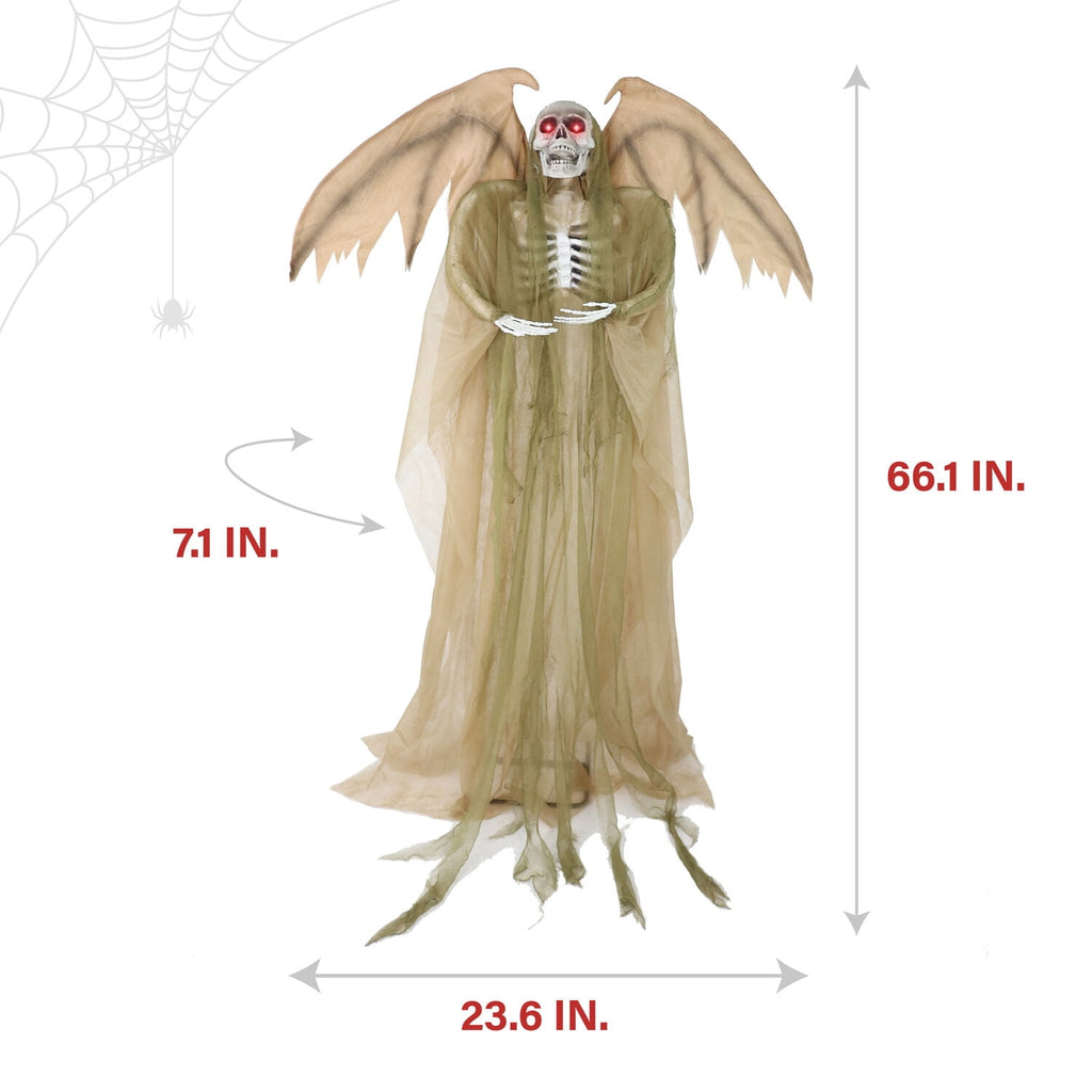 Witchwood™ 5.5 ft Life-size Animatronic Reaper with Wings, Halloween Decoration, HHWINGSKEL-4FLSA
