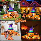 Witchwood™ 8.7ft Halloween Inflatables Pumpkins 7 Blow Up Decor with Witches Hat, Built-in LED Lights for Halloween Party, Yard, Garden, Lawn