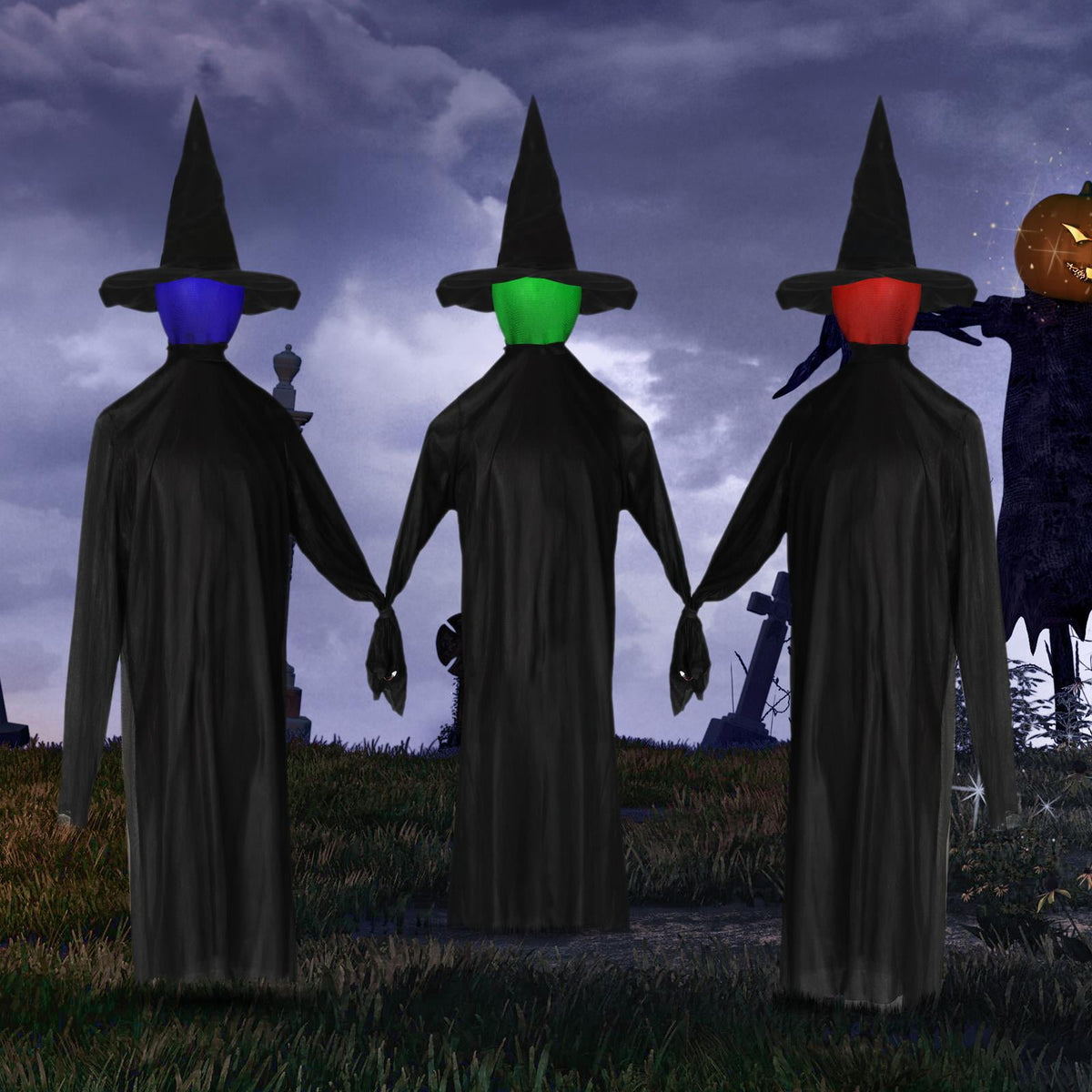 Witchwood™ Zimtwon 5.2ft Halloween Decorations Halloween Witches Halloween Props Sorcerers Animated Wicked Sound LED Lighted Glowing Head