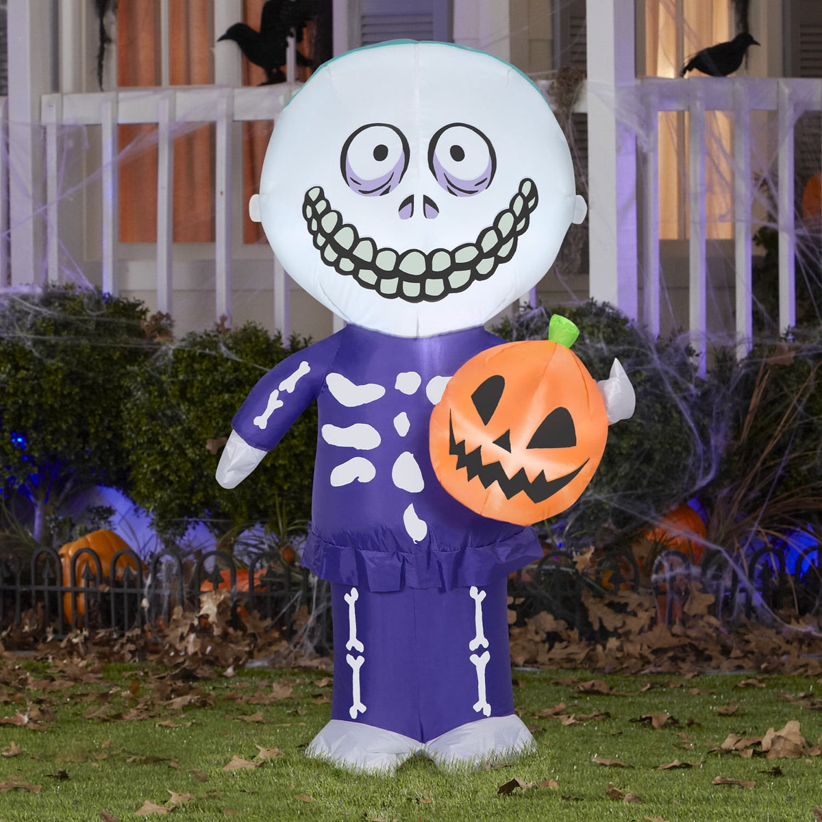 Witchwood™ Halloween Inflatable Barrel with Jack O' Lantern, 4 ft Tall, Multi