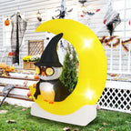 Witchwood™ Costway 4.3 x 5.1 ft Inflatable Owl on Moon LED Lighted Halloween Decoration w/ Large Moon & Wizard Owl w/ Stakes & Sandbags