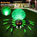 Witchwood™ 8FT Halloween Spider Inflatables Outdoor Decorations for Yard, Giant Green Spider with Blow up Rotating Fire Flame, Large Spooky Spider Props for Halloween Party Garden Lawn House Holiday Room Decor