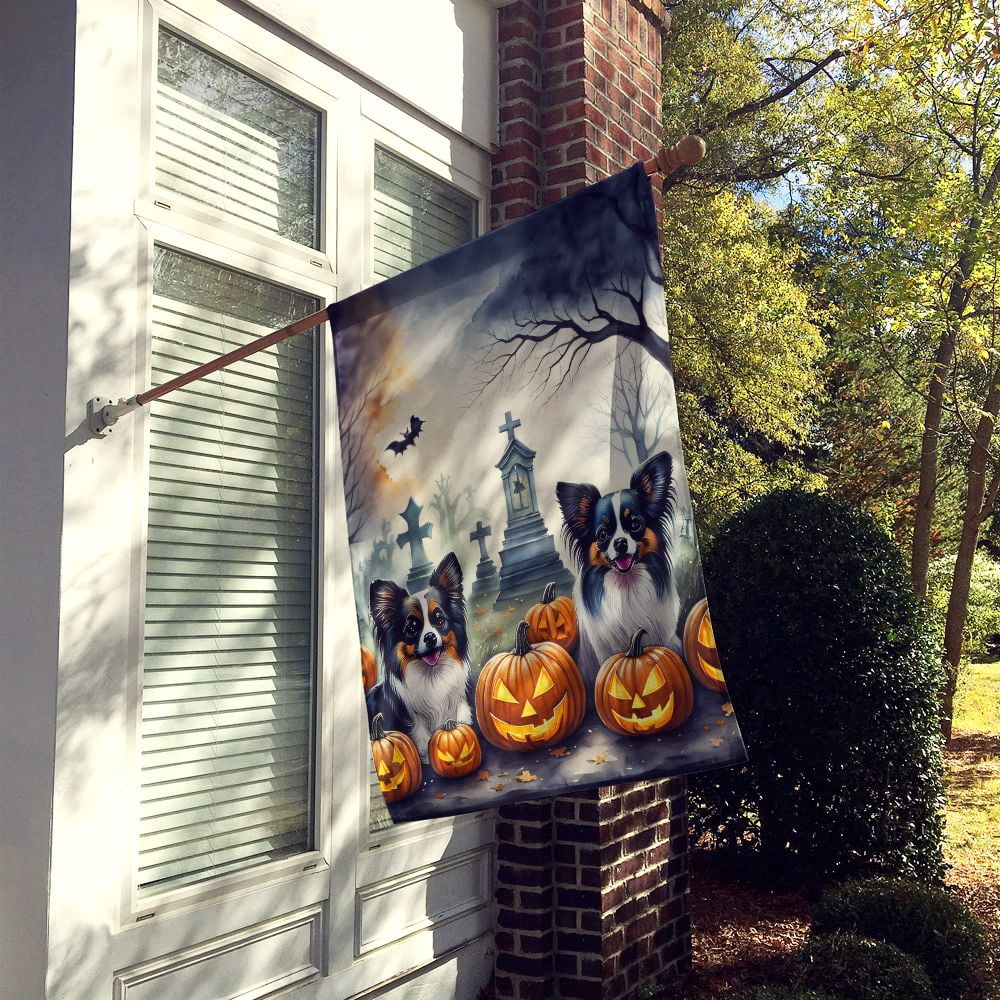 Witchwood™ Halloween Papillon Dog House Flag 28x40IN Double-Sided Polyester Decorative Sleeve Pole Flag for Outdoor Home Garden