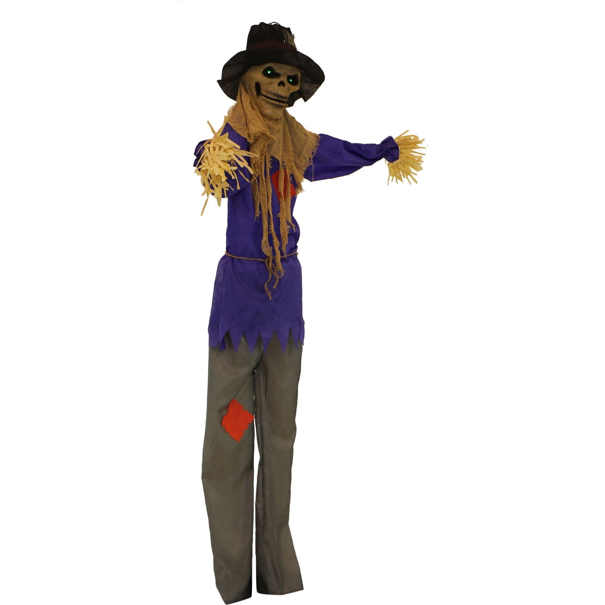 Witchwood™ 6 ft Standing Halloween Scarecrow Yard Decoration with LED Green Eyes, HHSCR-5FLS