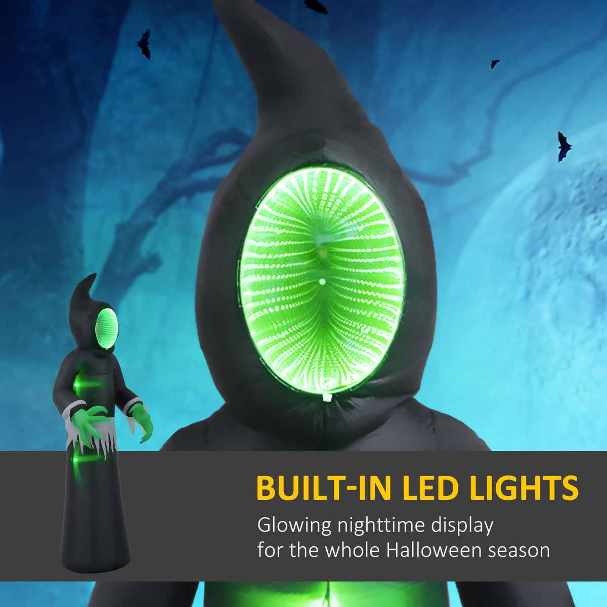 Witchwood™ HOMCOM 8ft Inflatable Halloween Mirror Face Ghost, Outdoor LED Display