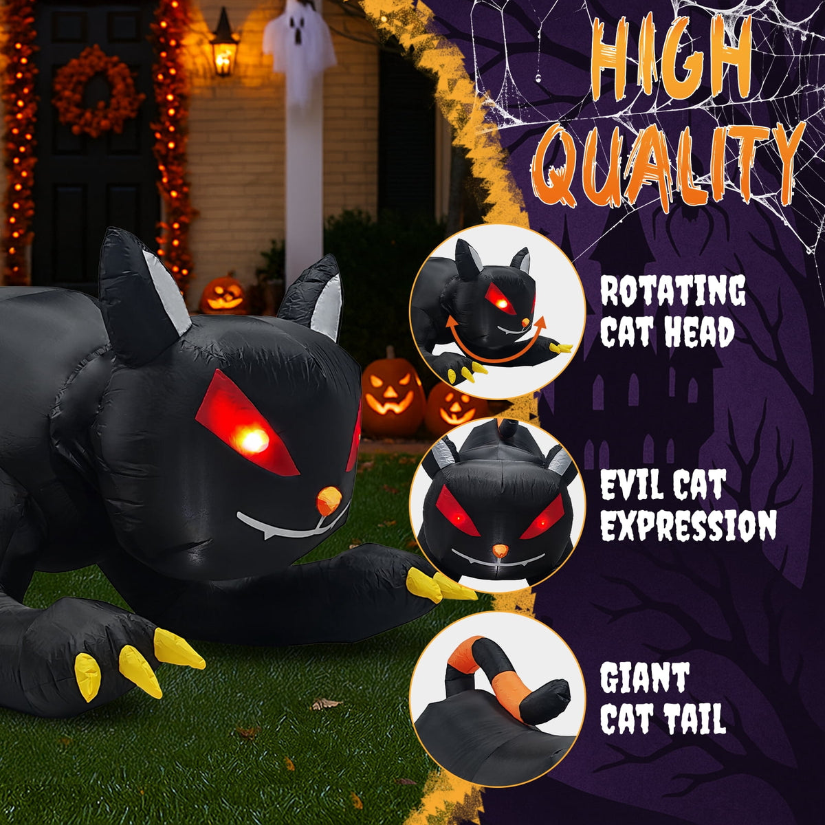 Witchwood™ 4.5' Halloween Inflatables Outdoor Halloween Decoration Giant Cat Blow up Decor