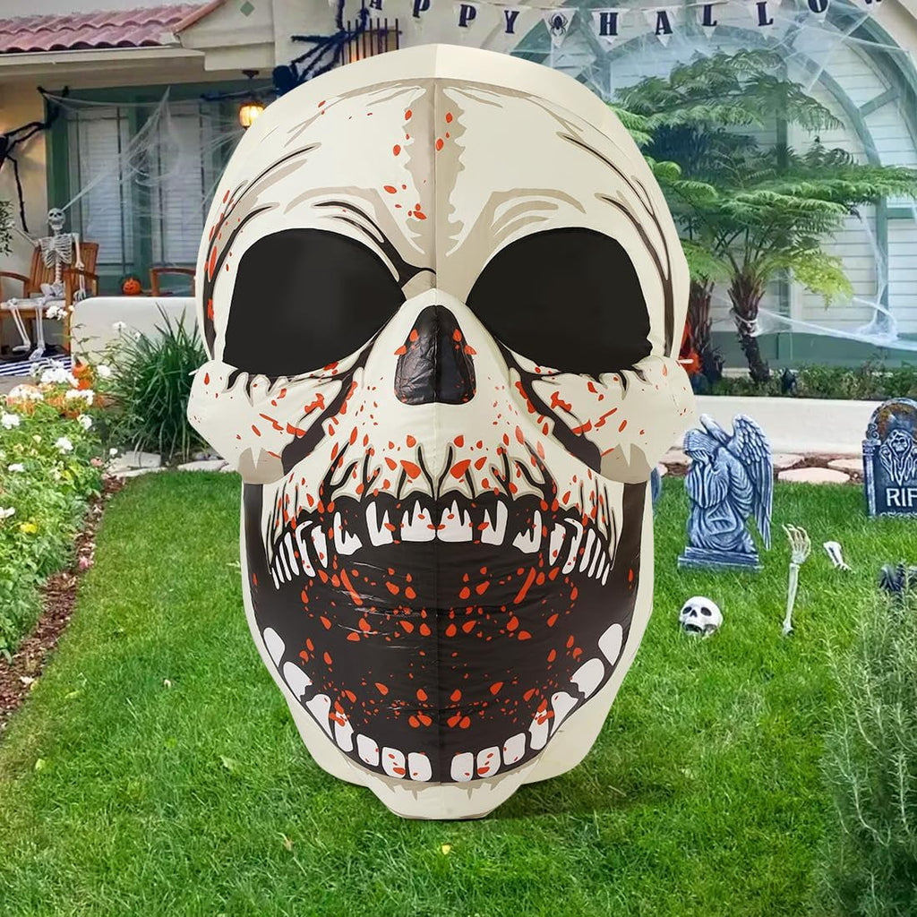 Witchwood™ Halloween Inflatables 4 FT High Halloween Inflatable Skull with Magic LEDs, Scary Skulls Inflatable Halloween Skull Inflatable, Outdoor Halloween Decorations Clearance for Holiday Party