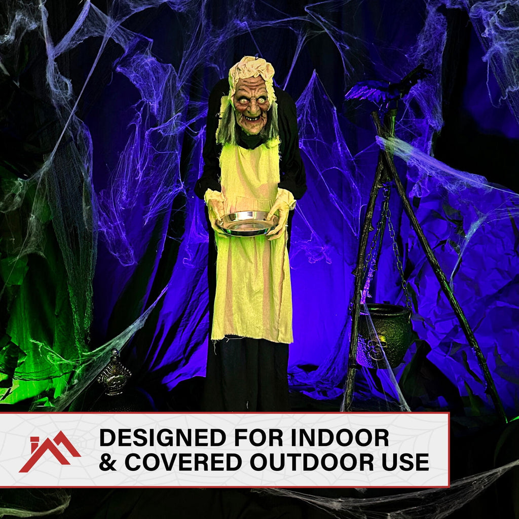 Witchwood™ 5 ft Life-Size Animatronic Indoor/Covered Outdoor Zombie Maid Halloween Decoration, HHLADY-4FLSA