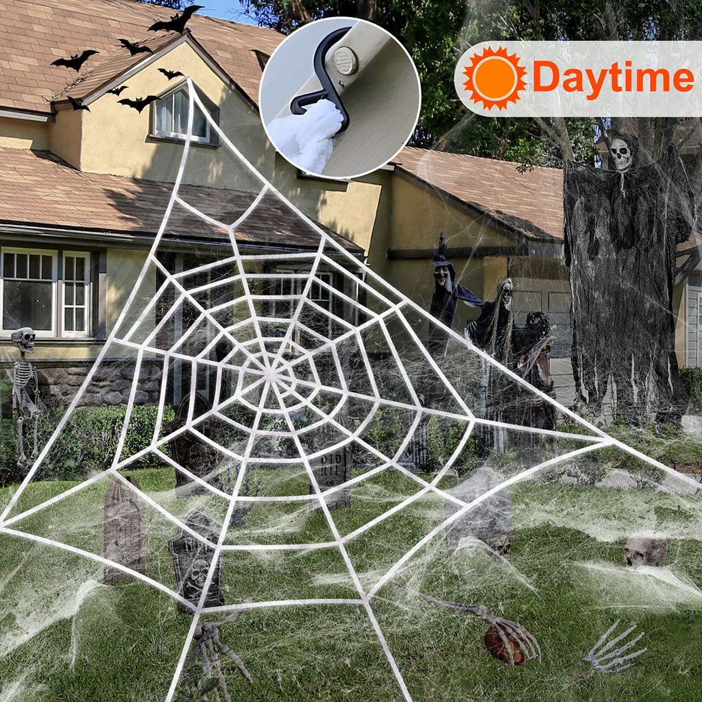 Witchwood™ HKKDKTA Halloween Spider Web Lights Decoration, 250 LED Giant Spider Web 16.4ft Light Up Halloween Web Lights for Yard, Porch Decor (Purple)