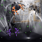 Witchwood™ JoyX Giant Halloween Spider Web Decoration Set, 23 ft Huge Web with 50" Large Spider, LED Light, and Glow in The Dark Spiders for Outdoor Yard Decor