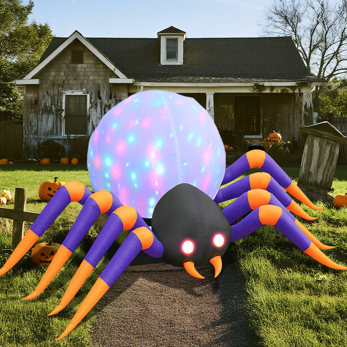 Witchwood™ 8 FT Halloween Spider Inflatables Outdoor Decorations, Blow Up Yard Decoration with Built-in LED Lights for Holiday, Party, Yard, Garden
