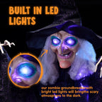 Witchwood™ 6ft Halloween Witch Decoration,Outdoor Scary Halloween Animatronic Hanging Witch with Light Up Eyes and Sound Decoration for Halloween Outdoor