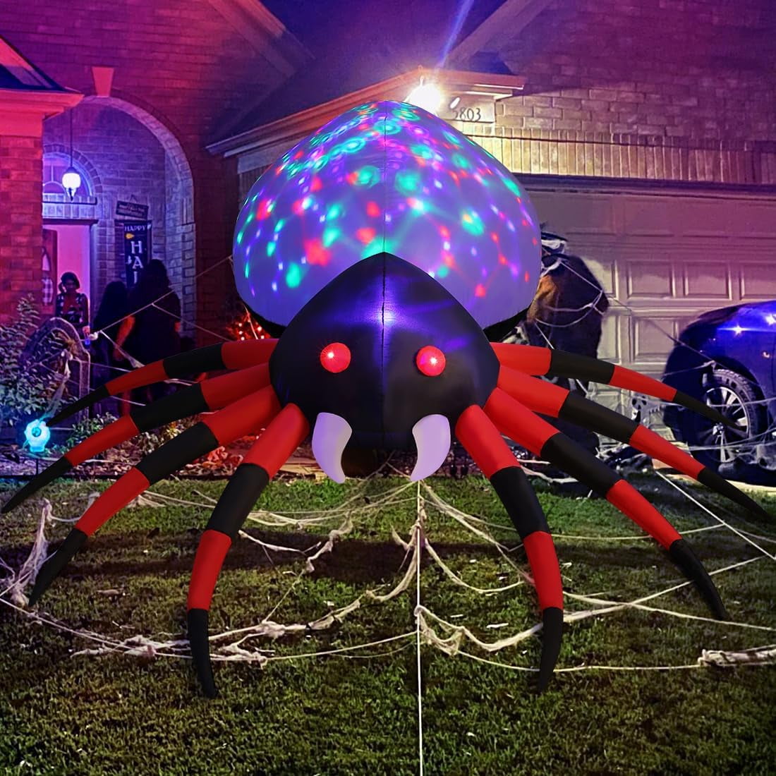 Witchwood™ Halloween Inflatable 8.5 FT Halloween Spider Inflatable, Giant Blow Up Spider with Built-in Lights, Outdoor Inflatable Halloween Decorations Halloween Blowup for Holiday/Party/Yard