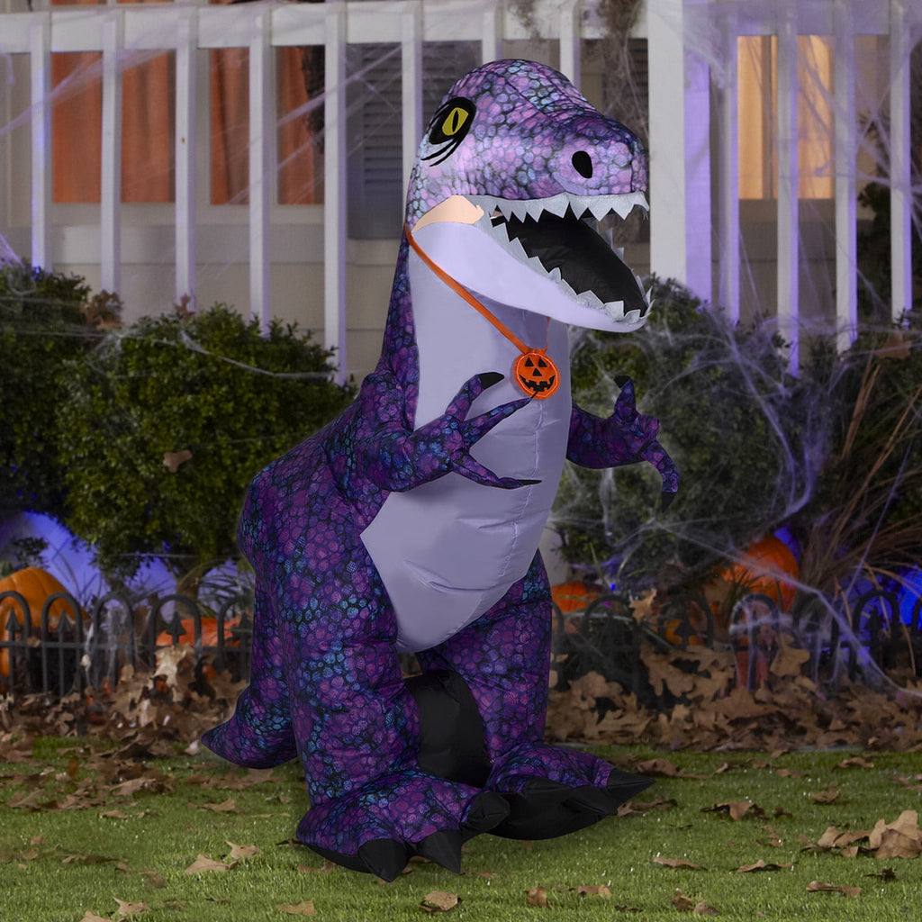 Witchwood™ Halloween Inflatable Purple Dinosaur, 3.5 ft Tall, Multi