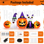 Witchwood™ (2 pack) 8FT Halloween Inflatable Pumpkins Ghost Cat with Lights,Blow ups Outdoor Decorations for Yard