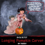 Witchwood™ Lunging Pumpkin Carver Zombie Girl with Jack O'Lantern by Tekky, 3.2 ft Premium Talking Halloween Animatronic, HHPMPCVR-FLSA