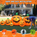 Witchwood™ 8 FT Halloween Inflatables Pumpkin,7 Pumpkins Halloween Outdoor Decoration with Built-in LED Lights,Halloween Blow Ups for Yard, Lawn, Garden Decor