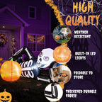 Witchwood™ 7' Halloween Inflatables Skeleton Outdoor Halloween Decoration Reclining Skeleton with Pumpkin,Built-In LED Lights