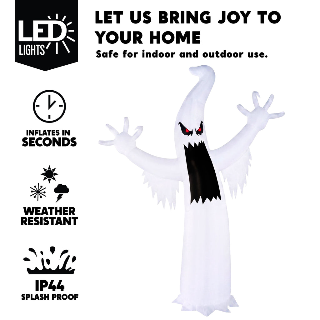 Witchwood™ 12 ft Halloween Inflatable Outdoor Ghost,Giant Ghost Blow Up Decor with Built-in LED Lights,inflatables with Build-in LEDs,Spooky Outdoor Decorations for Yard & Lawn