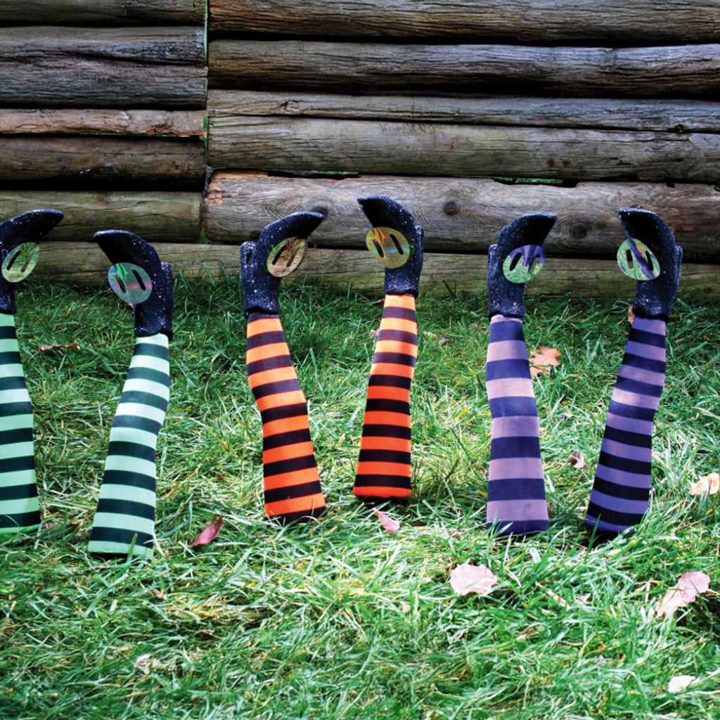 Witchwood™ Witch Legs Yard Stakes Purple/Black Halloween Décor