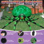 Witchwood™ 8FT Halloween Inflatables Outdoor Decorations Giant Spider Decorations with LED Lights and Air Pump Blow up Inflatable Green