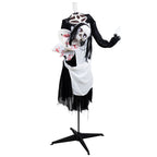 Witchwood™ 57" Animated LED Lighted Head-in-Hand Skeleton Maid Halloween Decoration