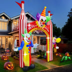 Witchwood™ 12FT Giant Clown Inflatable Archway with Built-in Lights ? Scary Outdoor Yard Decorations for Garden, Lawn, and Indoor Halloween Decor