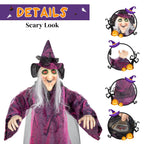 Witchwood™ Halloween Witch Hanging Animated Screaming Witch w/ Pre-Recorded Sound, LED Eyes for Yard Outdoor Home Garden