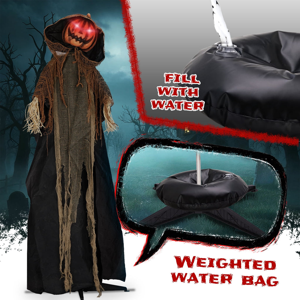 Witchwood™ 6ft Pumpkin Man Animated Animatronic Decoration Creepy Halloween w/ Classic Cape Creepy Cloaked Jack-o'-Lantern for Porch & Yard