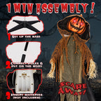 Witchwood™ 6ft Pumpkin Man Animated Animatronic Decoration Creepy Halloween w/ Classic Cape Creepy Cloaked Jack-o'-Lantern for Porch & Yard