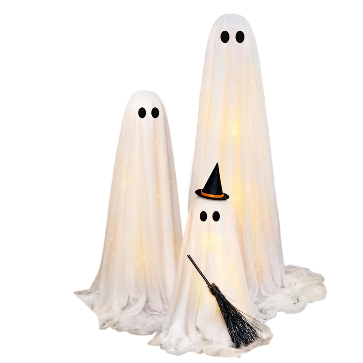 Witchwood™ Halloween Decorations Outdoor - Set of 3 Light Up Spooky Ghosts Decoration with 8 Light Modes Timer Remote- Indoor Cute Party Ghost Decor for Yard Porch Lawn Home Front Door