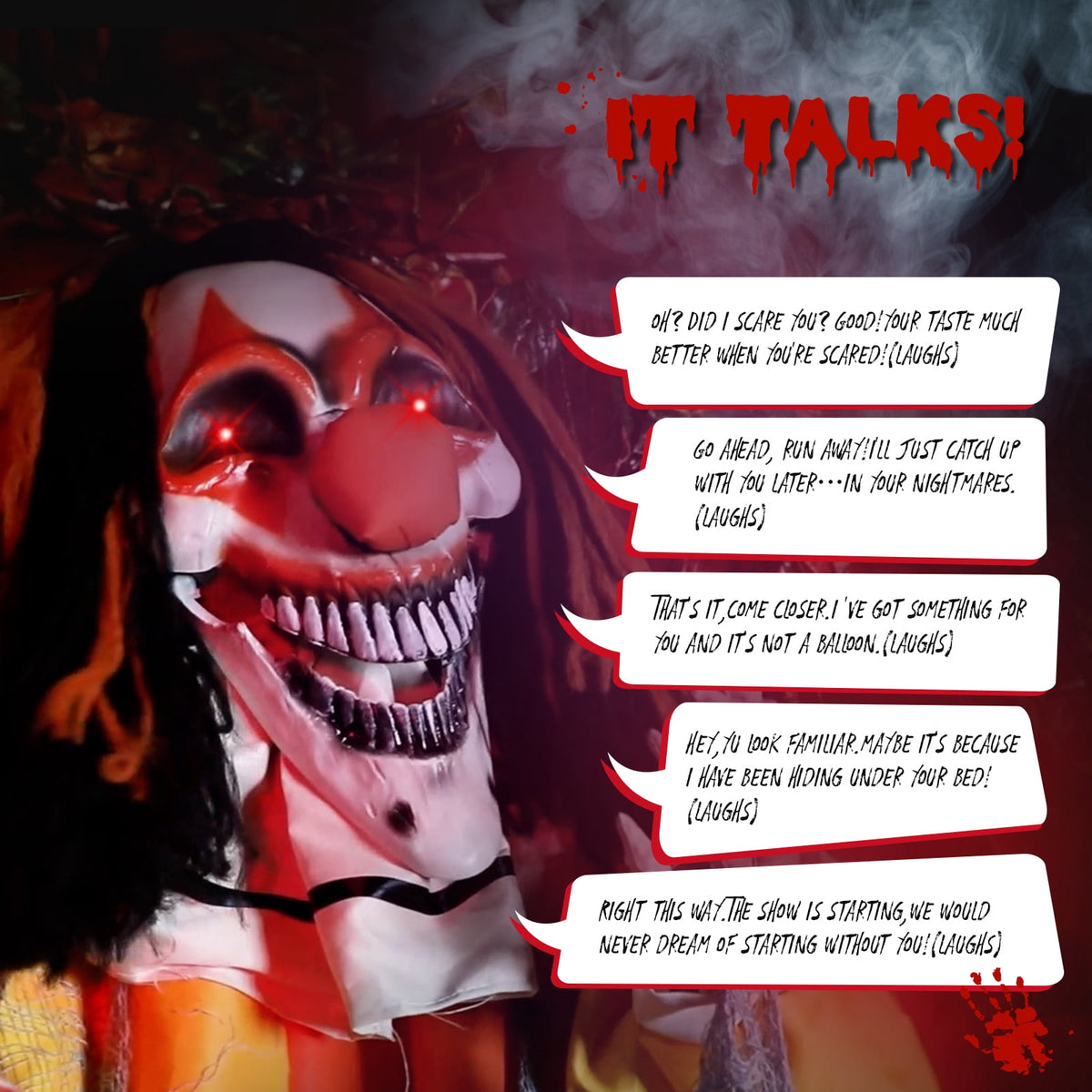 Witchwood™ 8.2 FT Halloween Animatronic Clown Standing Outdoor Halloween Decoration w/ Red Eyes,Scary Sounds