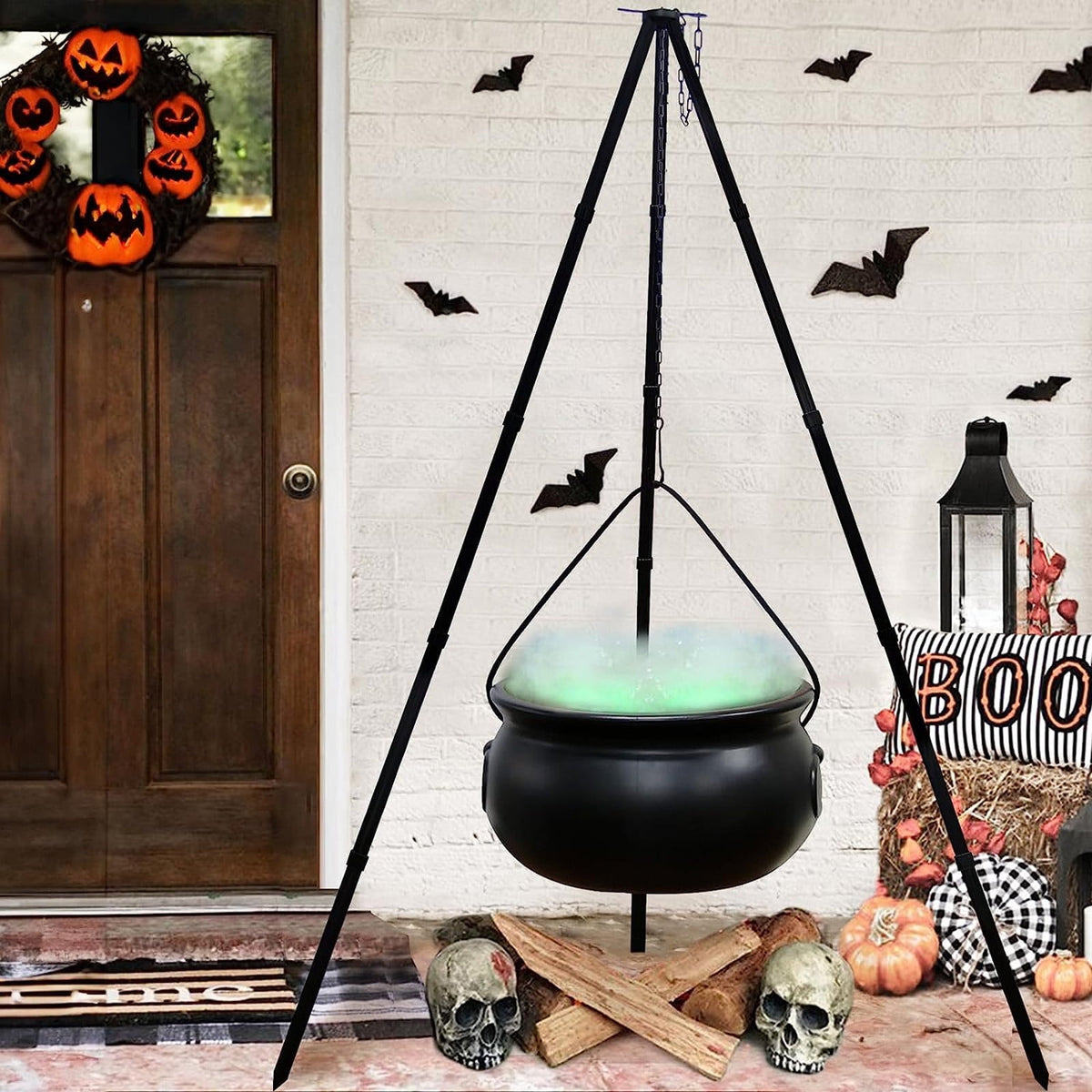 Witchwood™ SDJMa Halloween Decorations Outdoor, 7.8" Witch Cauldron on 30.7" Tripod with Timer String Lights, Halloween Haunted House Decor for Yard Lawn Garden Outside Party Supplies