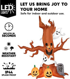 Witchwood™ 8 FT Halloween Inflatables Spooky Tree with Ghost,Pumpkin & Tombstone Tree Blow Up Decor with Built-in LED Lights for Yard,Lawn,Garden,Party,Holiday Outdoor Decorations