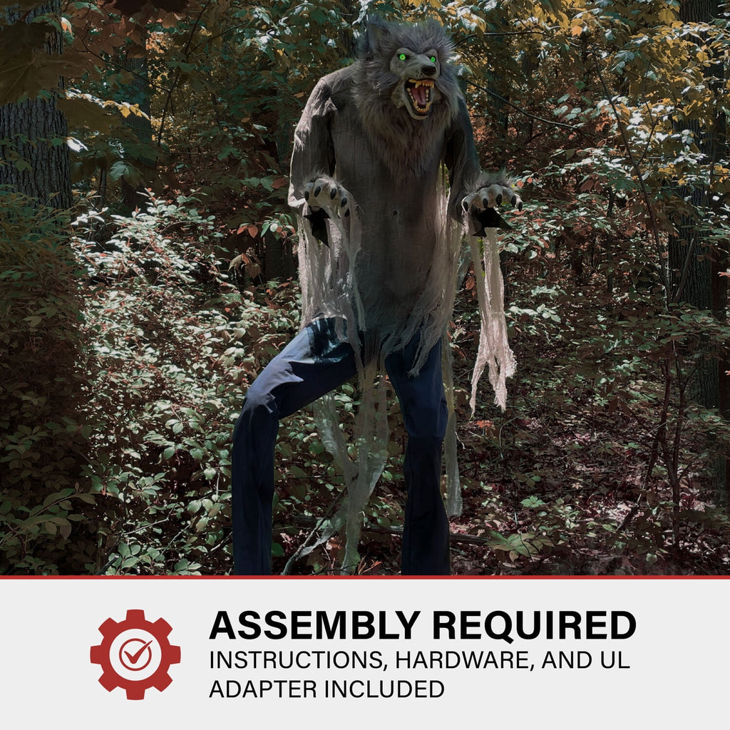 Witchwood™ 7 ft Tall Motion-Activated Towering Werewolf, Premium Halloween Animatronic, Plug-In, HHTWRWOLF-1FLSA