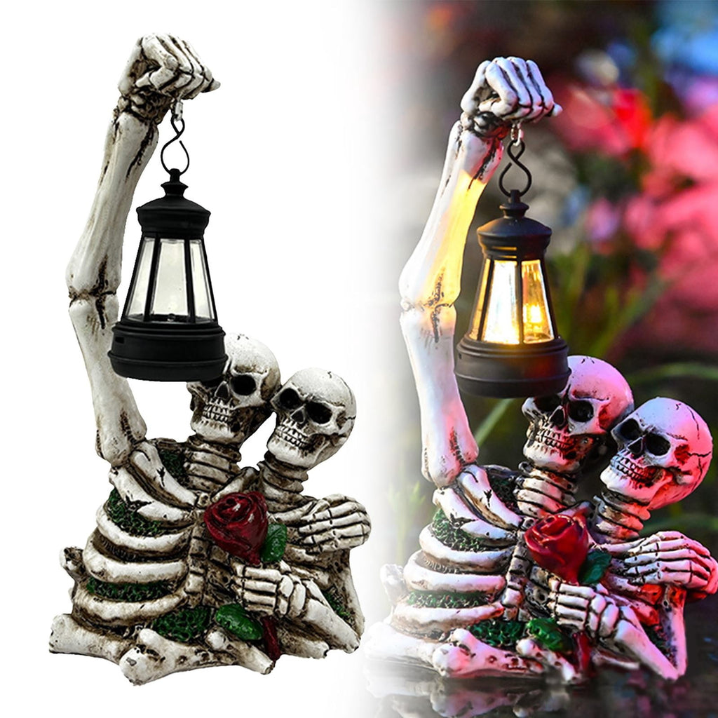 Witchwood™ Uanit Halloween Couple Skull Lamp Halloween Decoration Outdoor Solar Garden Courtyard Festival Decoration